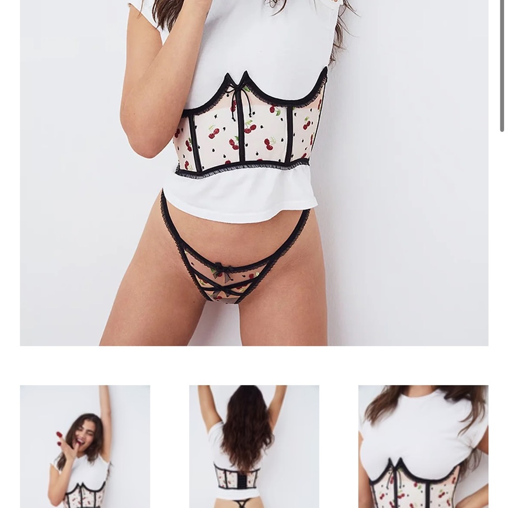 For love and lemons cherry bustier/corset and matching thong